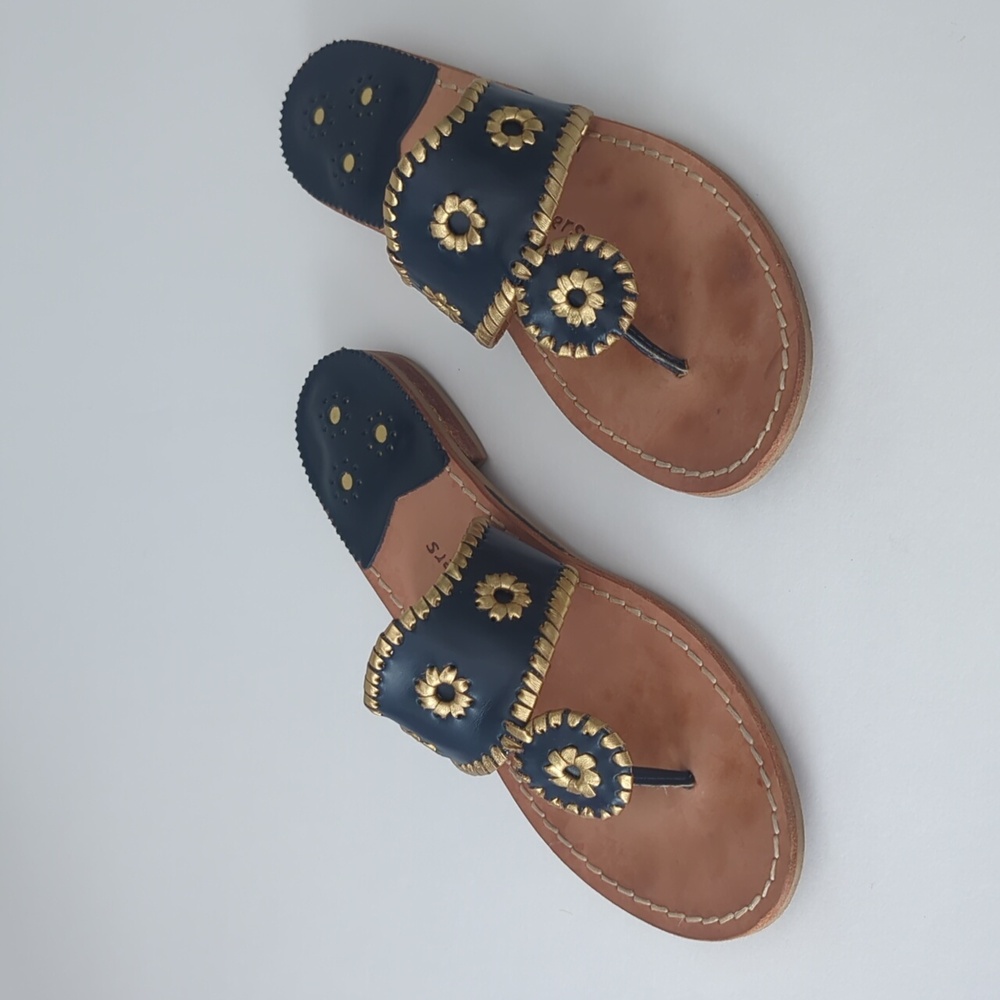 Jack Rogers Nantucket Gold Sandal in Midnight and Gold Navy Gold size 9 - Picture 2 of 14